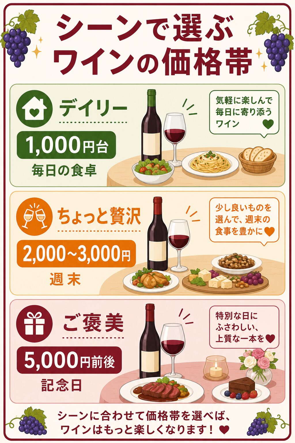 シーンで選ぶワインの価格帯